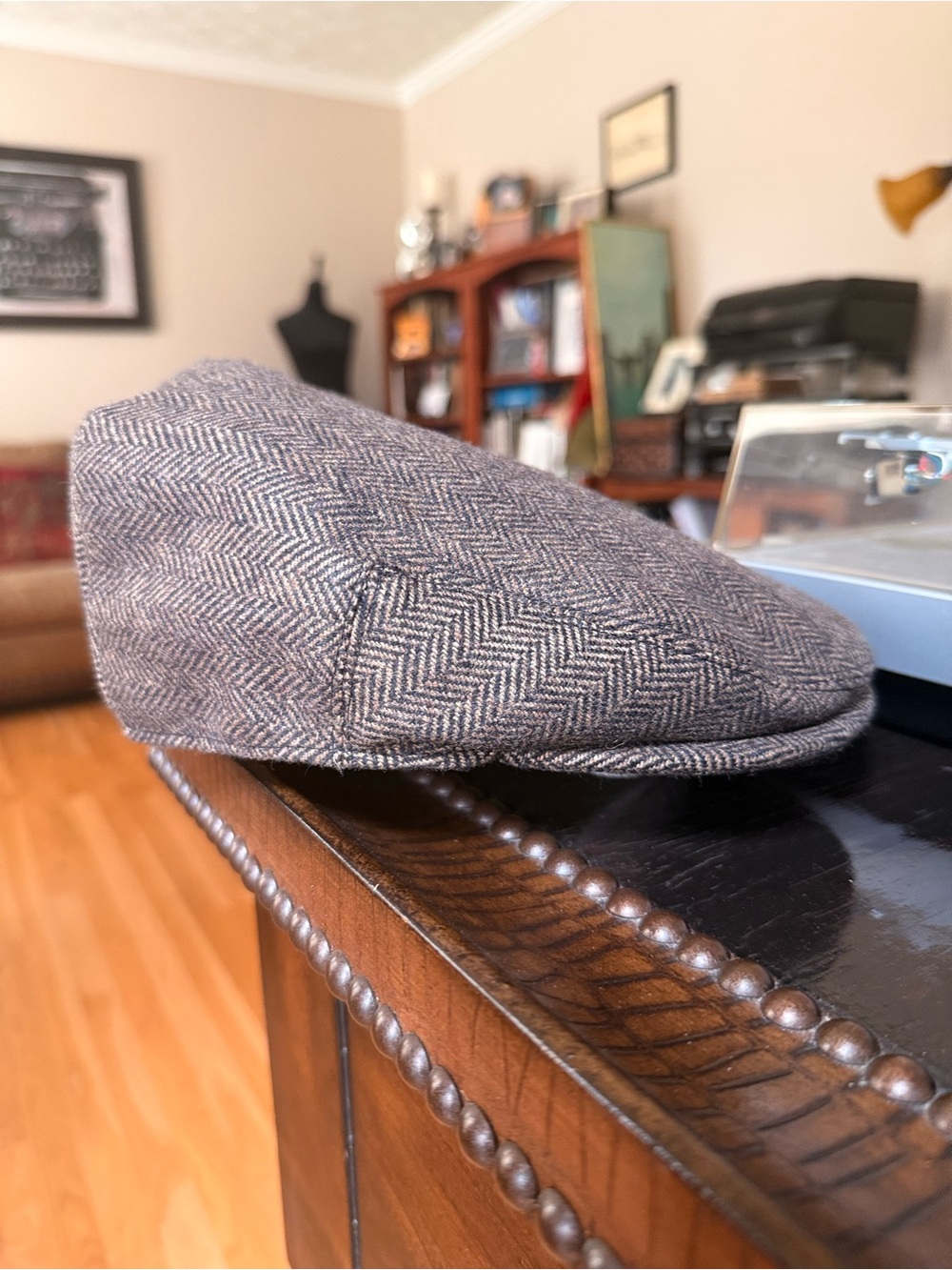Classic Herringbone Flat Cap - Brown Gray
